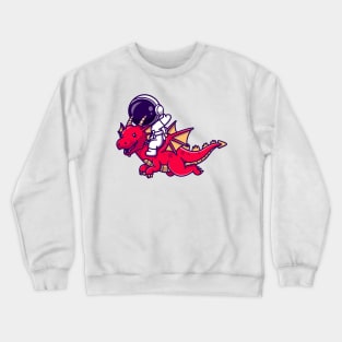 Astronaut Riding Dragon Cartoon Crewneck Sweatshirt